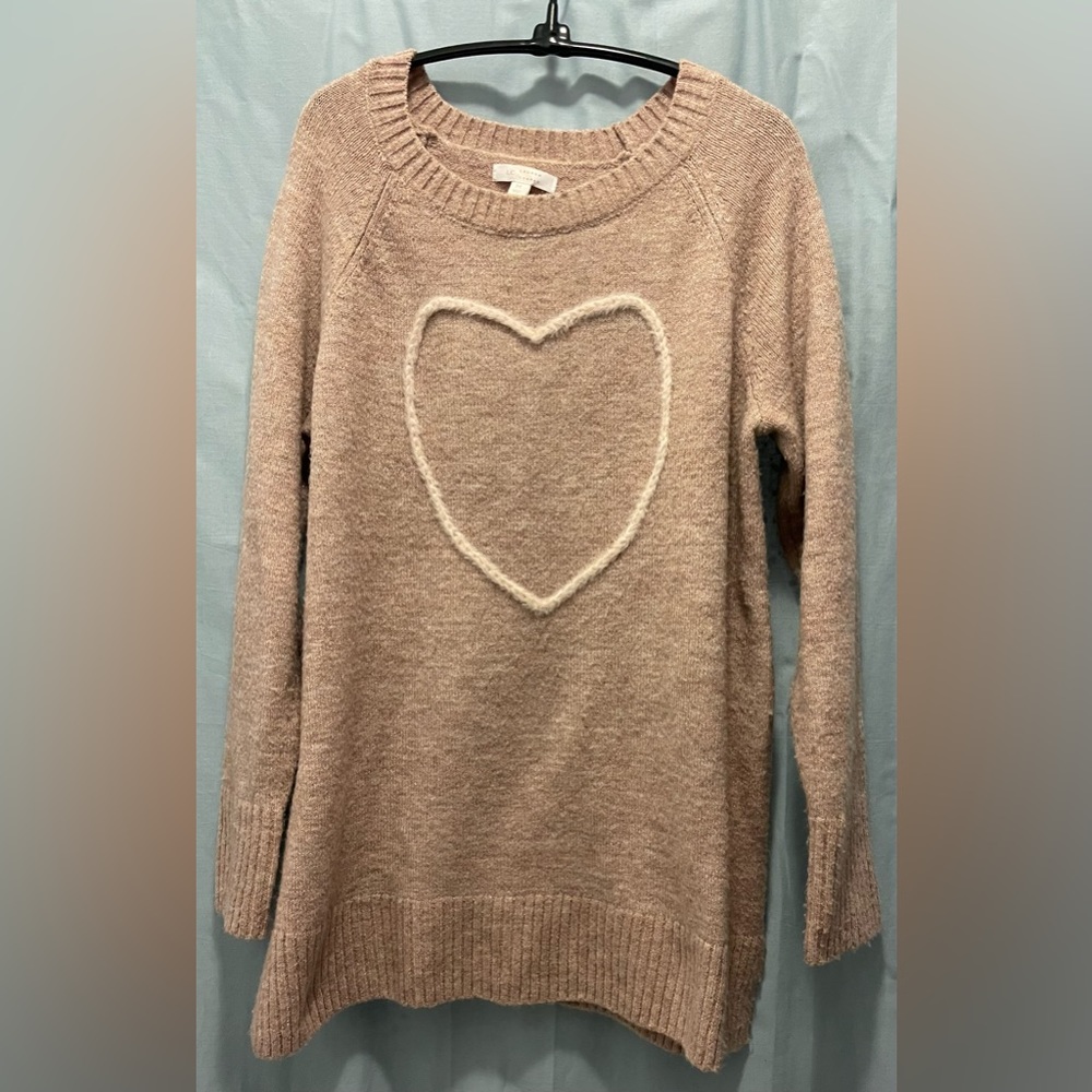 LC Lauren Conrad Pink Crewneck Sweater with Heart Detail